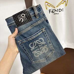 Loewe Blue Denim Pants with Logo Detail jeans